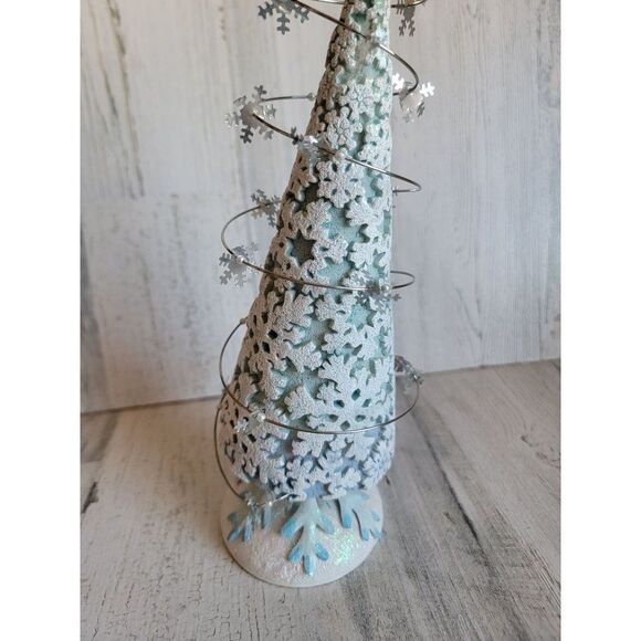 Blue white snowflake Bobble tree Xmas glitter figure Christmas - Picture 5 of 12
